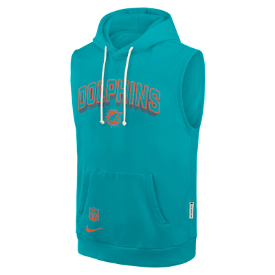 【NIKE】MiamiDolphinsIconMen’sNikeThermaNFLPulloverHoodie Miami Dolphins Sideline Men's Nike Dri-FIT NFL Sleeveless